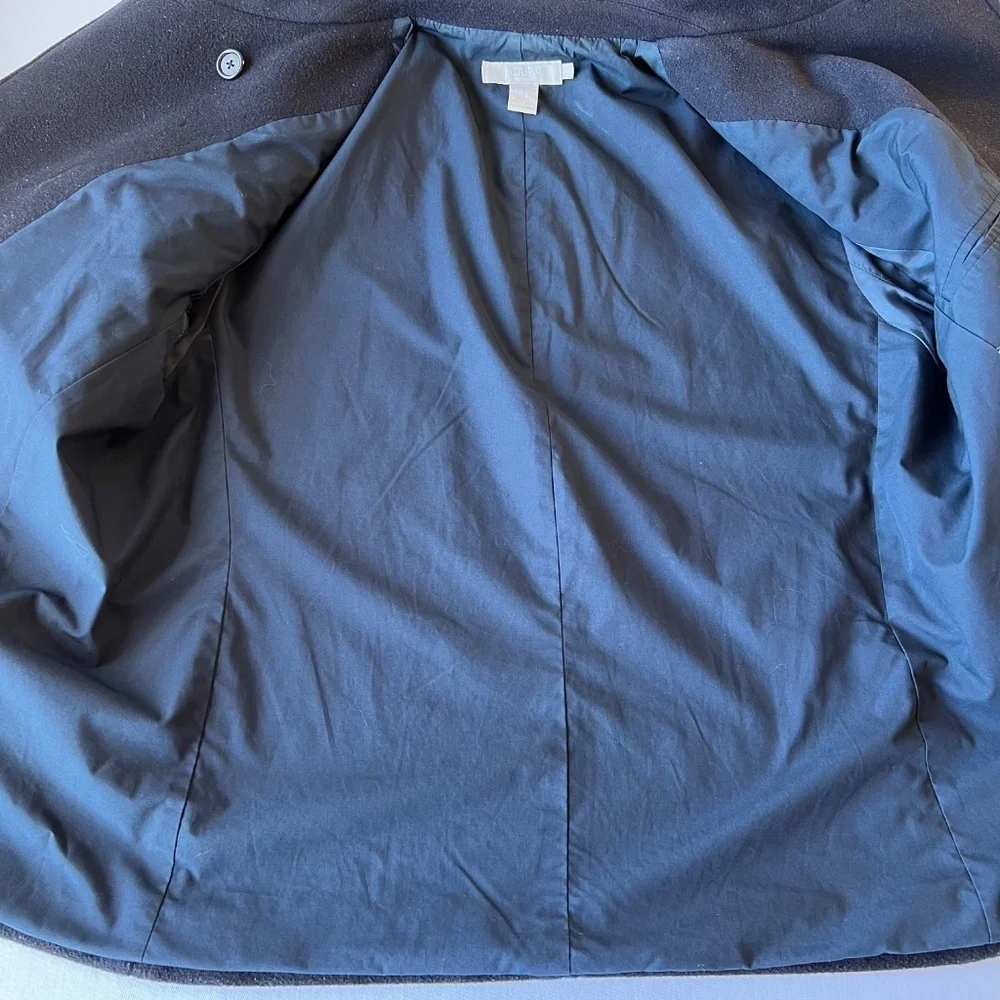 *FIRM PRICE* J. Crew Wool Cashmere Blend Cropped Pea Coat Navy sz L - Picture 7 of 13